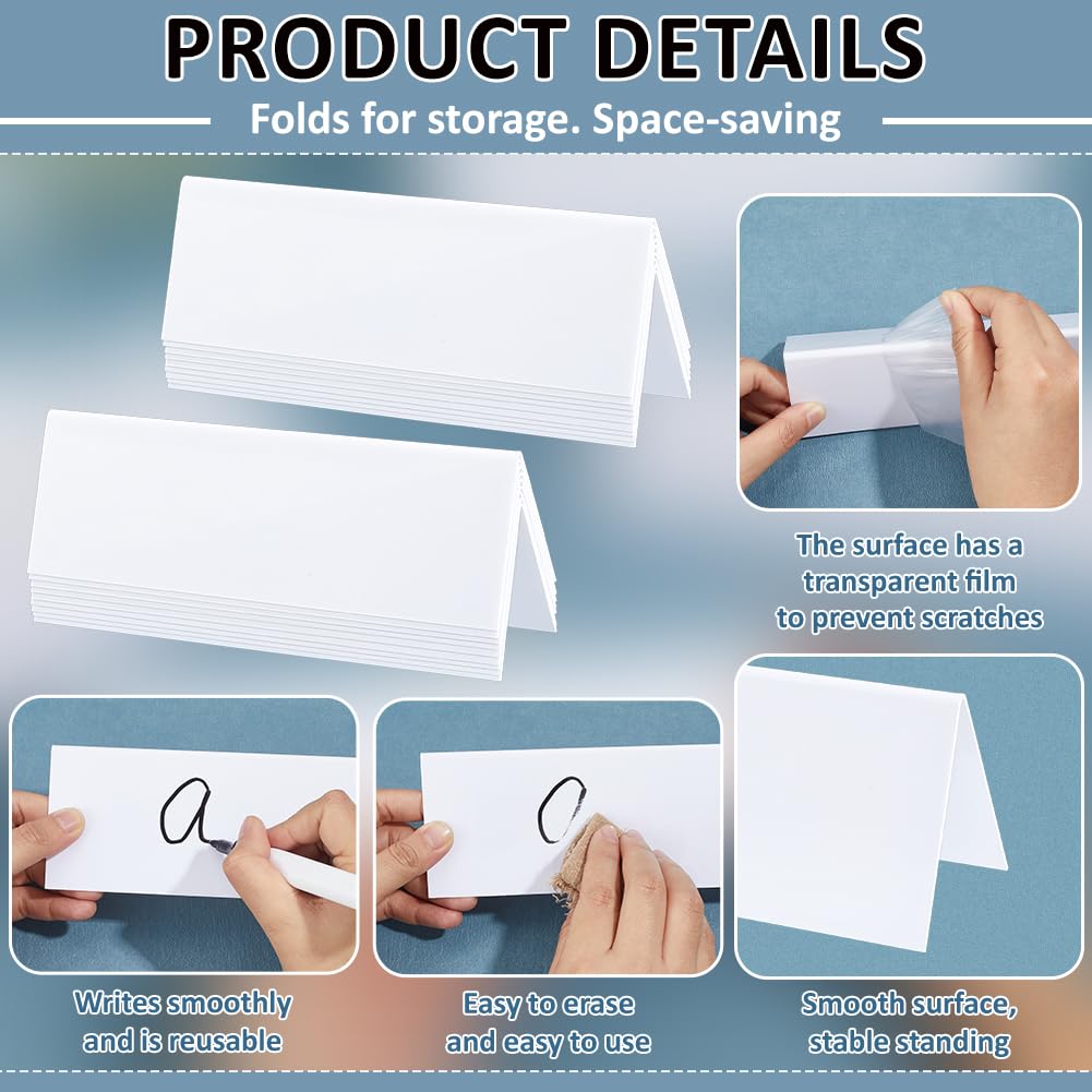 20 Stück Abwischbare Namensschilder 20 x 220 x 66mm Weiß Wiederverwendbar Für Hochzeitsgäste Büro Konferenzen Und Meetings
