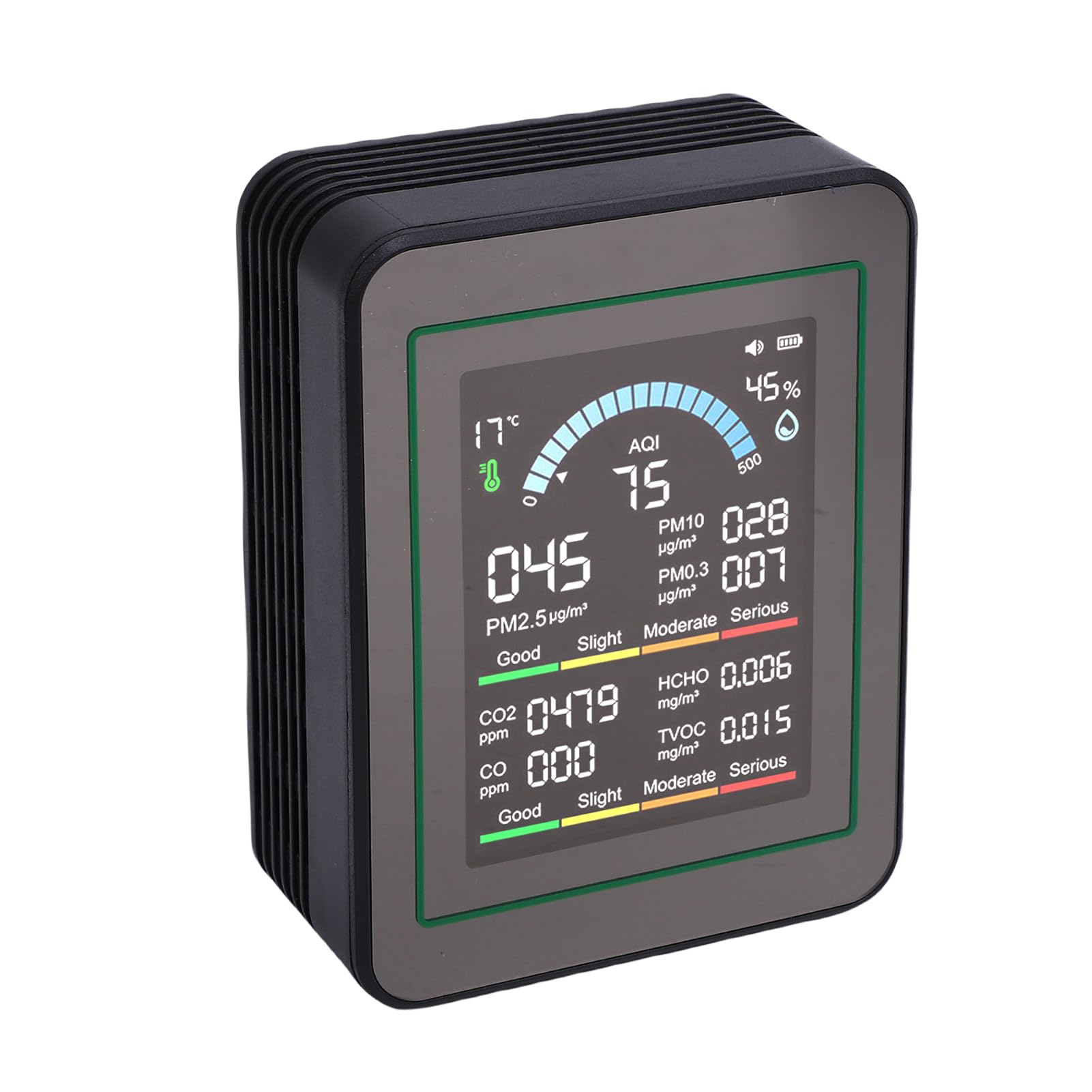 Rilevatore Multigas per Uso Domestico, Monitor CO2 Portatile HCHO con Misuratore di Particelle PM2,5 PM10, Misuratore di umidità della Temperatura Rilevatore Inquinamento da Campeggio per (#2)