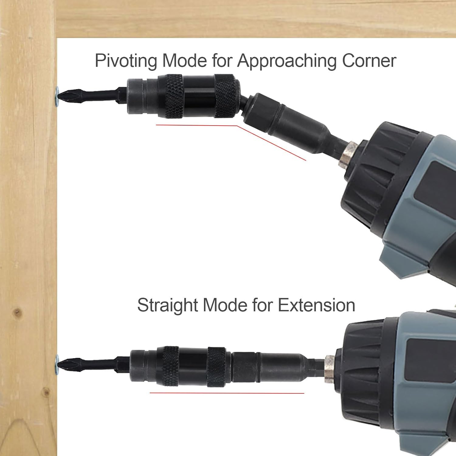 ChgImposs 2PCS Pivot Bit Holder, 1/4 Inch Magnetic Flexible Screwdriver Bit Holder with Quick Release, Bendable Drill Bit Extension for Tight Spaces and Corners