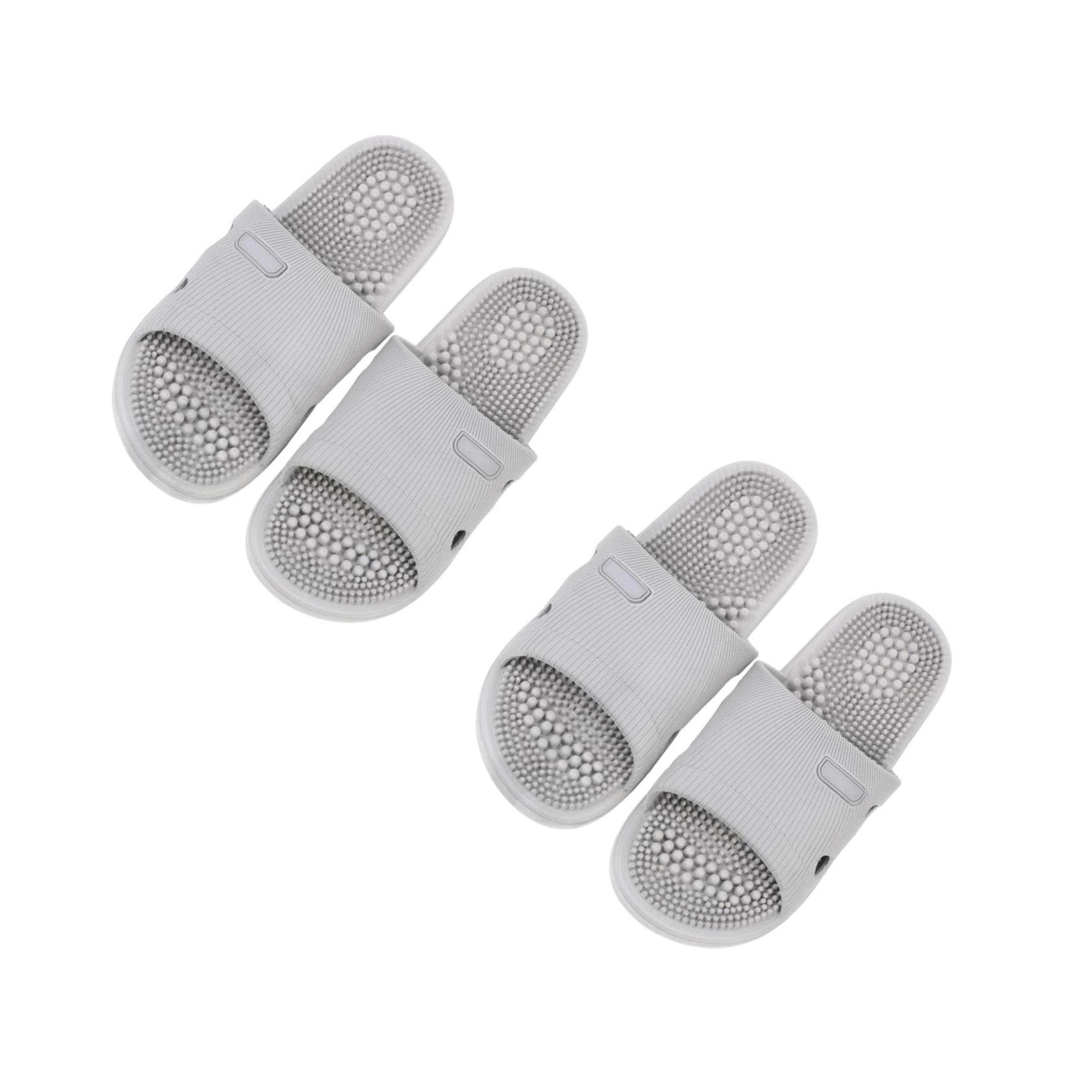Beavorty 2 Paires été Antidérapants pour Intérieur Semelle Massage Pied Souple et Maison Unisexe Gris