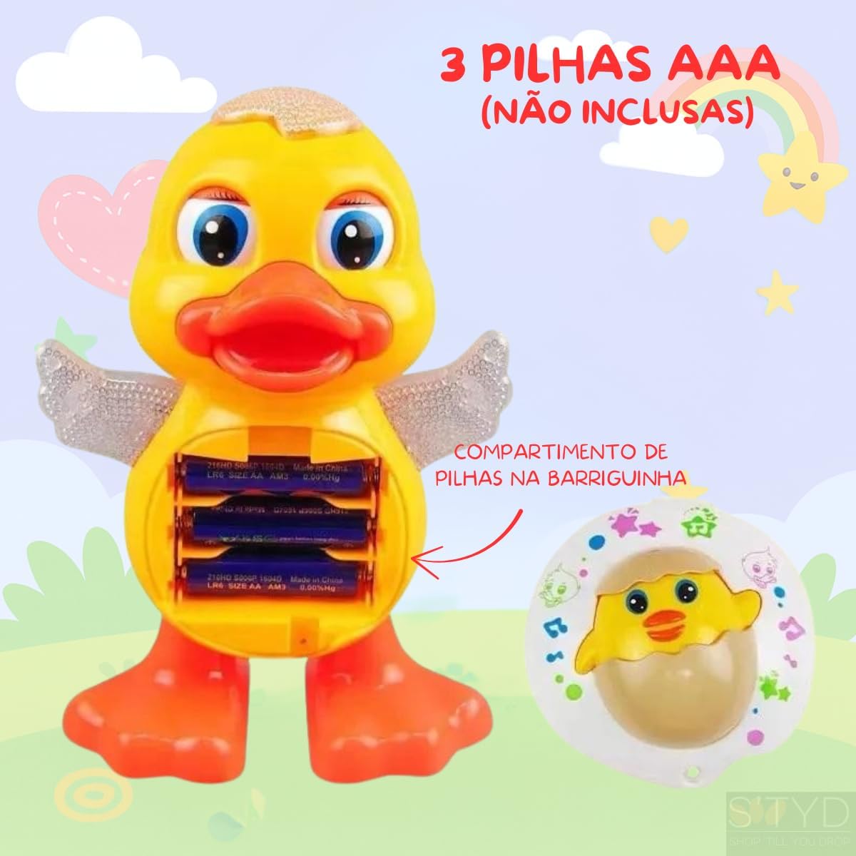 Patinho Musical Dançante, Brinquedo Infantil com Luzes, Sons e Movimento, Desenvolve os Sentidos e a Criatividade