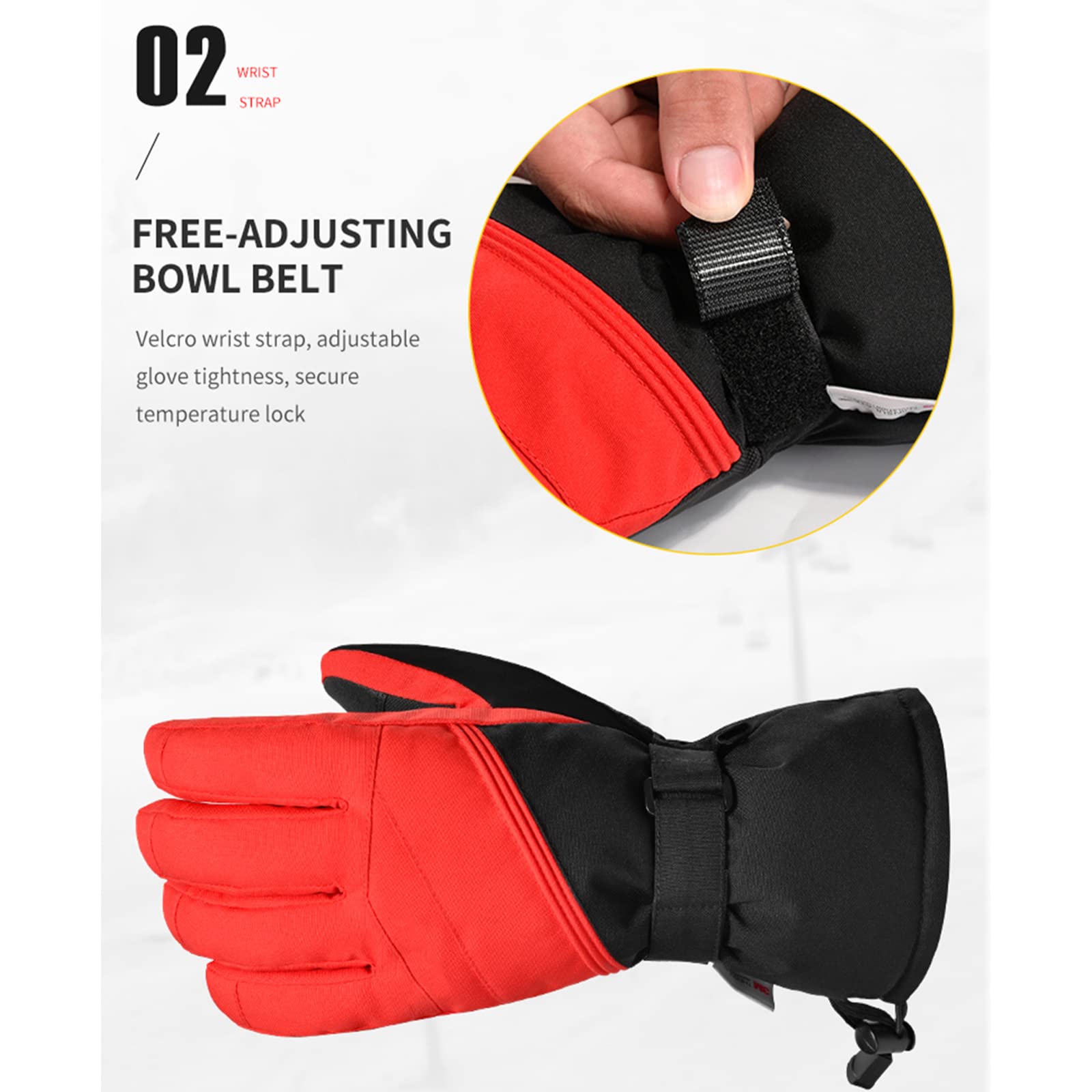 Ski Neige Gants Écran Tactile Hiver Chaud Doigt Complet Étanche Moto Thermique Épaissir Gants de Snowboard