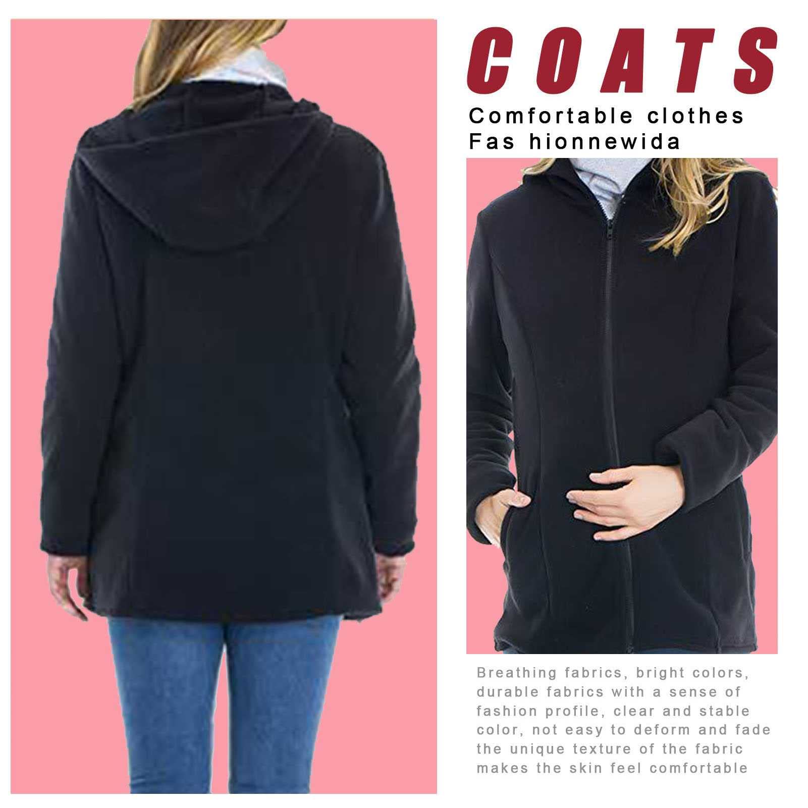 Manteau Grossesse Hiver Maternité, 2 en 1 Maternité Sweats à Capuche Polaire Kangourou Blouson Poignets Élastiques Manteau