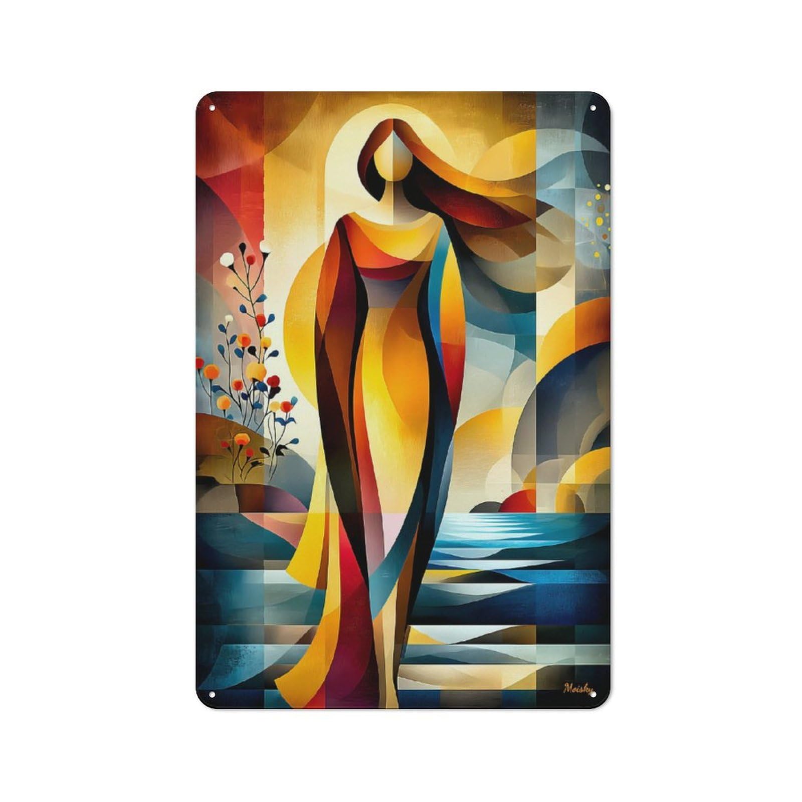 Junmoney Aphrodite – Cubist Minimal Mythology Abstract Tin Sign 30X20cm For Living Room Wall, Retro Wall Decor, A Decorative Metal Sign For Living Rooms And Feature Walls