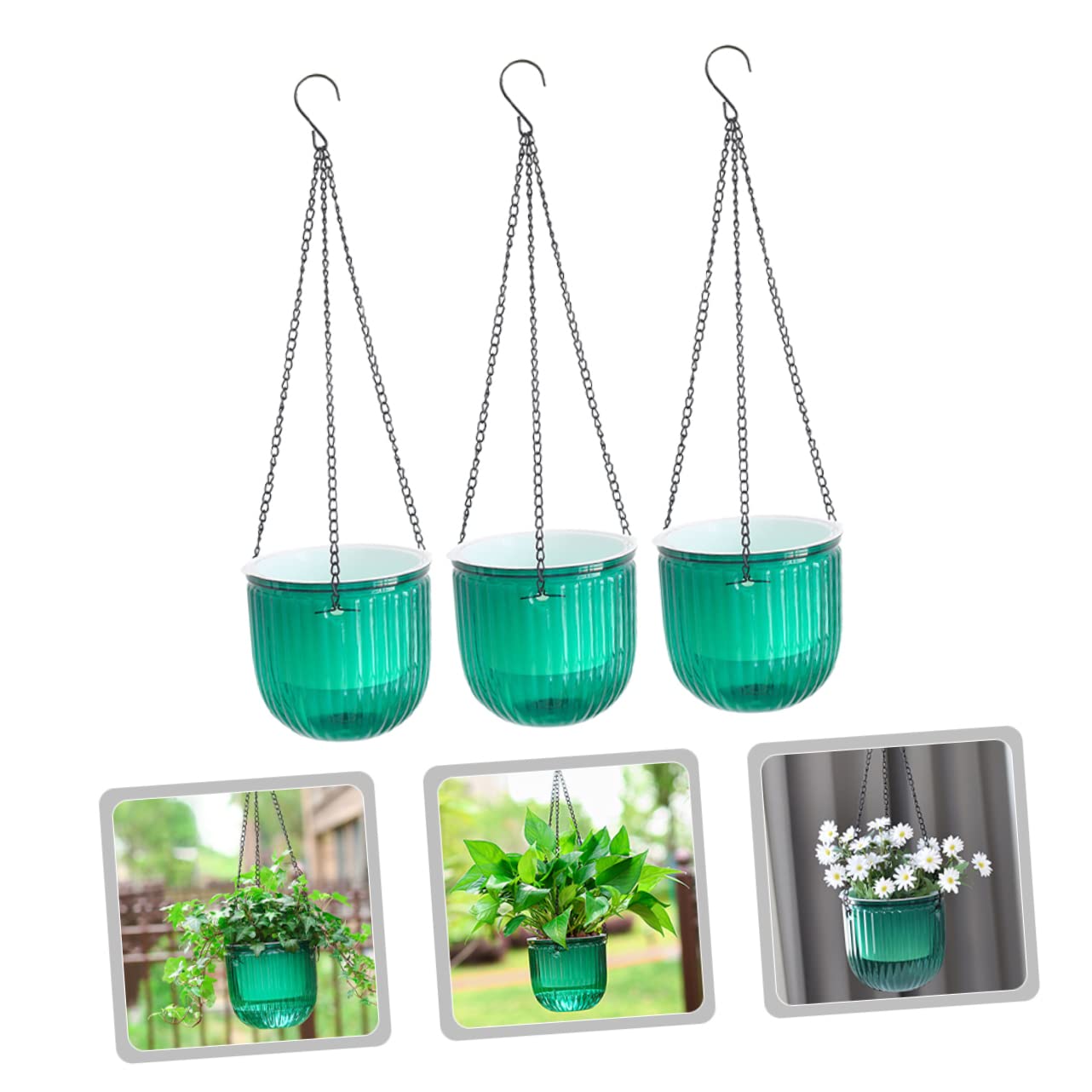 SUPVOX 3pièces Jardinière Suspendue Auto-irrigable Pot De Fleurs à Arrosage Automatique Jardinière pour Plantes Intérieur Pot De Pépinière