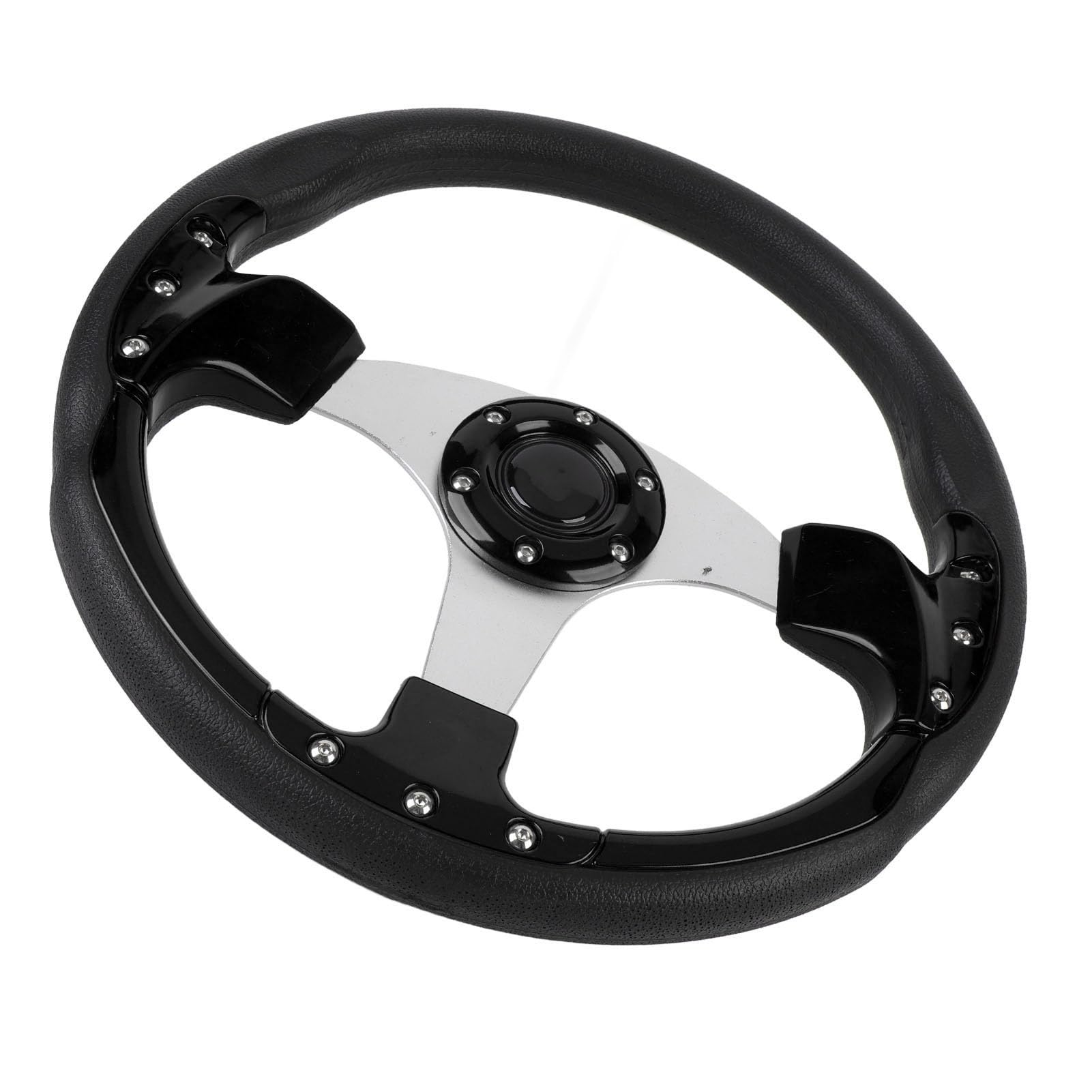 Fabater 14-calowa Kierownica Universal Racing z Przyciskiem Klaksonu |Sportowa Kierownica z Aluminium PU do Standardowego Adaptera Piasty z 6 Otworami (BLACK)