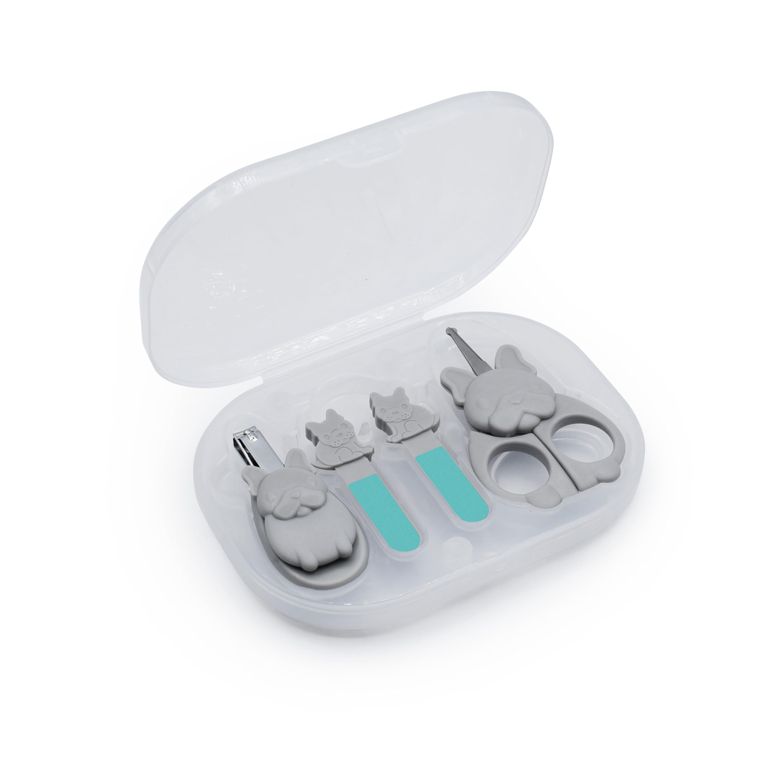 melii 4 Piece Nail Care Set with Storage Case, Safe and Easy to Use, Nail Kit Includes Nail Trimmer, Nail Scissor and Two Nail Files for Babies, Toddlers, Kids & Adults - Bulldog