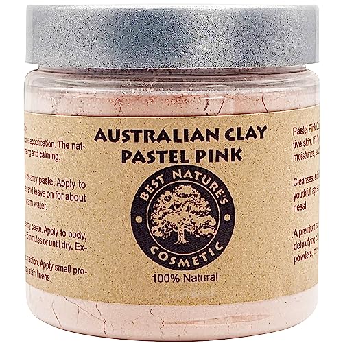 Best Nature's Australian Pastel Pink Clay 100% Pure Natural 8 fl oz - Natural Exfoliating & Detoxifying Facial Scrub - Organic Clay Powder for Face Masks, Body Soaps, Bath Bombs, Makeup, Lotions