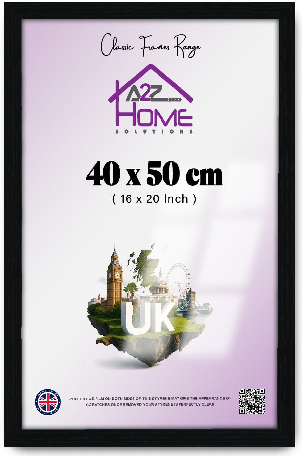 A2Z Home Solutions Stylish Ready-to-Hang MDF Poster Frame 40 x 50 CM | Clear HD Perspex | Solid Hanging Clip | Shrink Wrapped | Enhance Any Interior Space: Home, Office, Studio & Beyond [Black]
