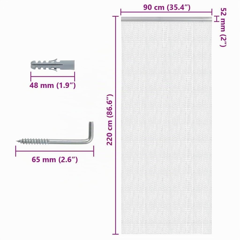 vidaXL Moustiquaire de Porte à chaîne 90x220 cm Aluminium
