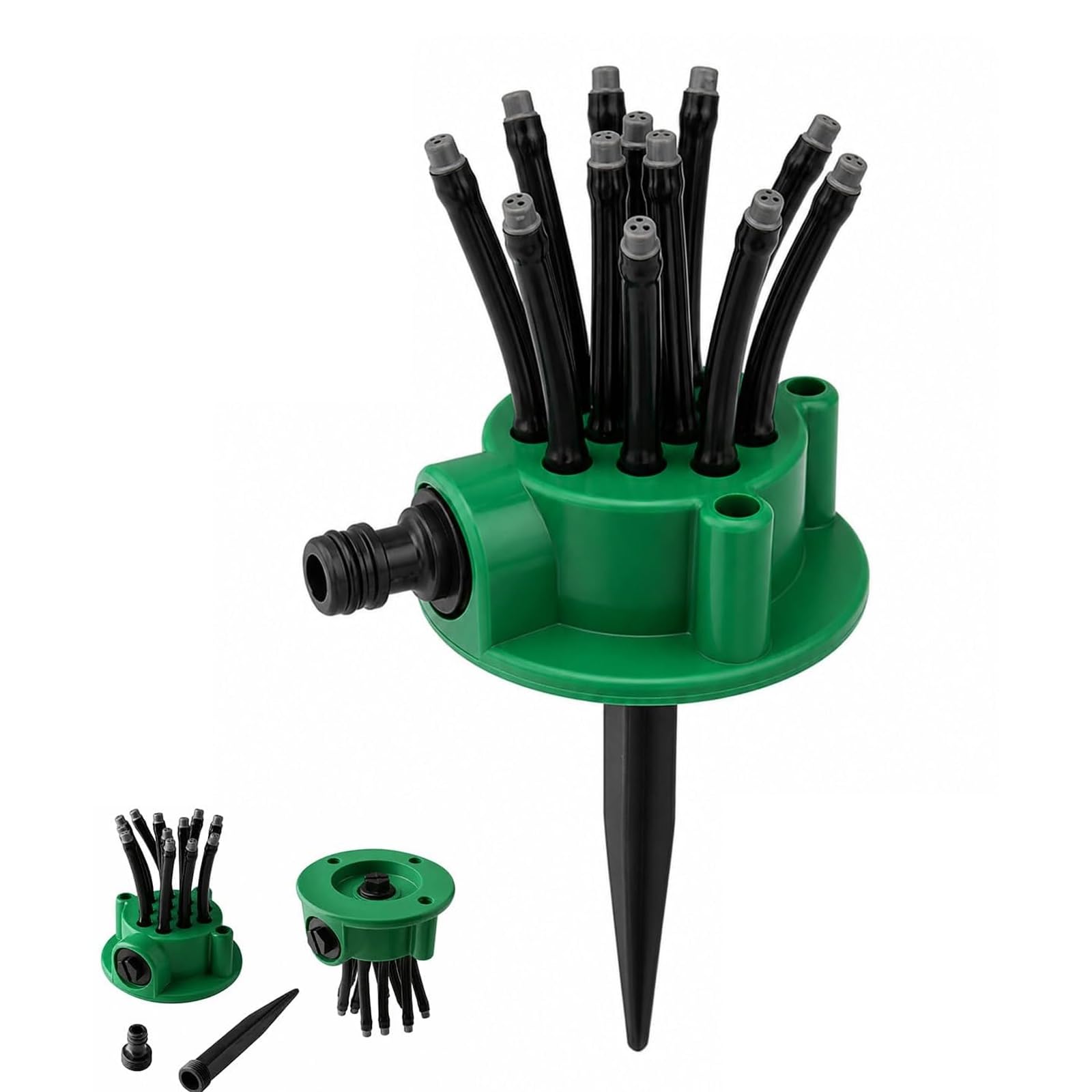 Sistema di irrigazione da giardino a 360°, irrigatori rotanti automatici con 12 ugelli regolabili, 2 pezzi per prato, cortile, aiuole, soluzione di irrigazione efficiente