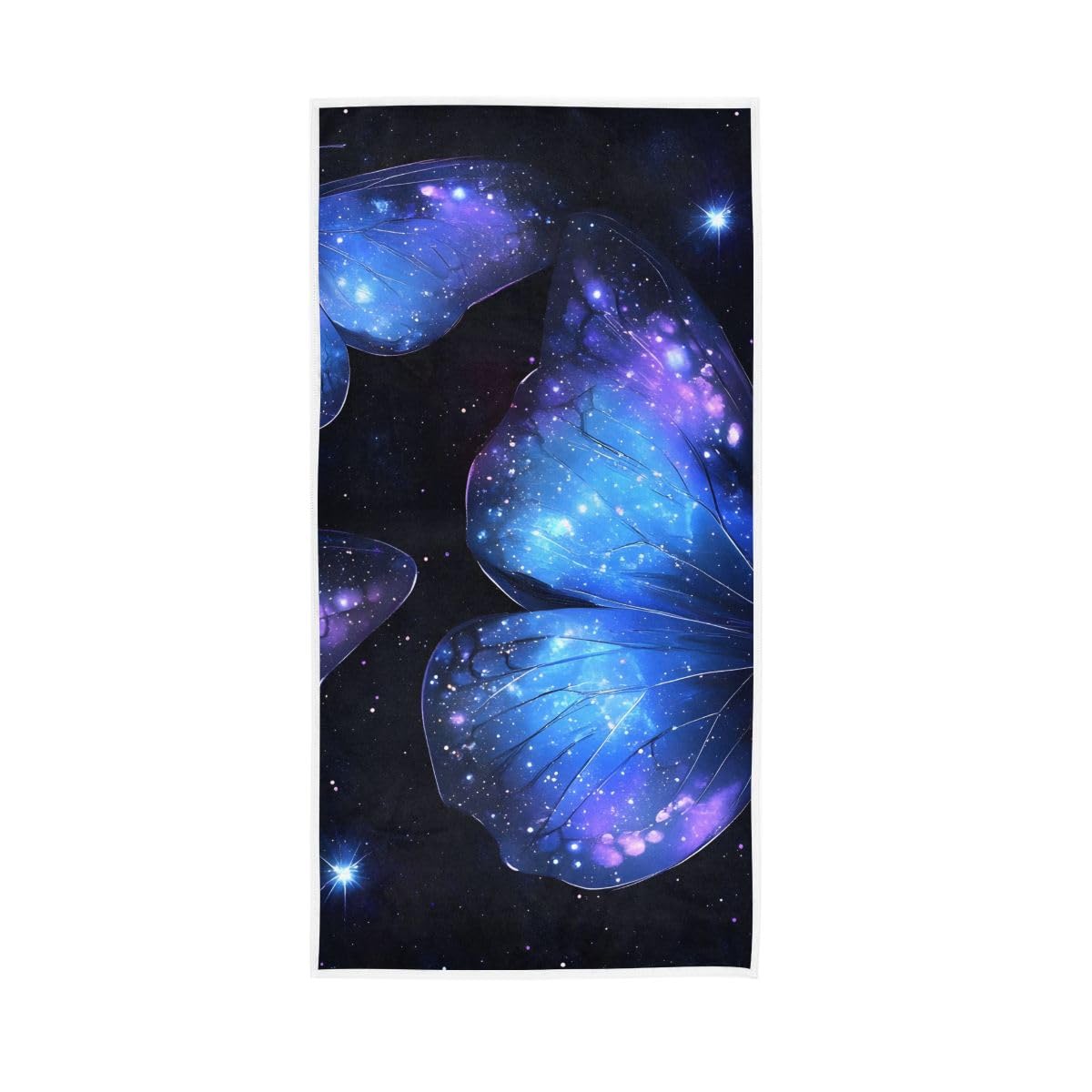 LSRCPD Blue and Purple Butterflies Hand Towel, Multipurpose Bathroom Towel for Bathroom, Gym, Hotel, Spa 15 x 30 Inches