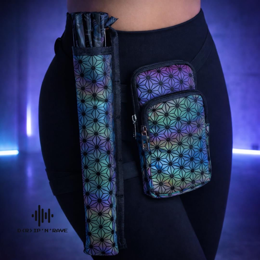Marsupio con scomparti a mano - Braccio o fascia gamba - Fibbia Cerniere - Impermeabile - Uomo Donna Unisex - Festival Rave Techno Party Pride Club, grigio., s, Marsupio siriano con scomparto separato