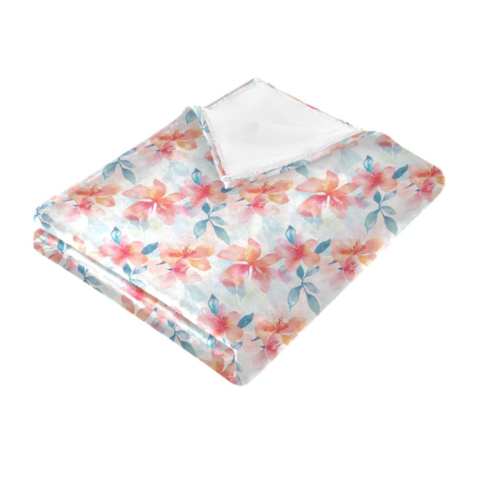 Couverture pour canapé fleurs rouge aquarelle idée cadeau femmes