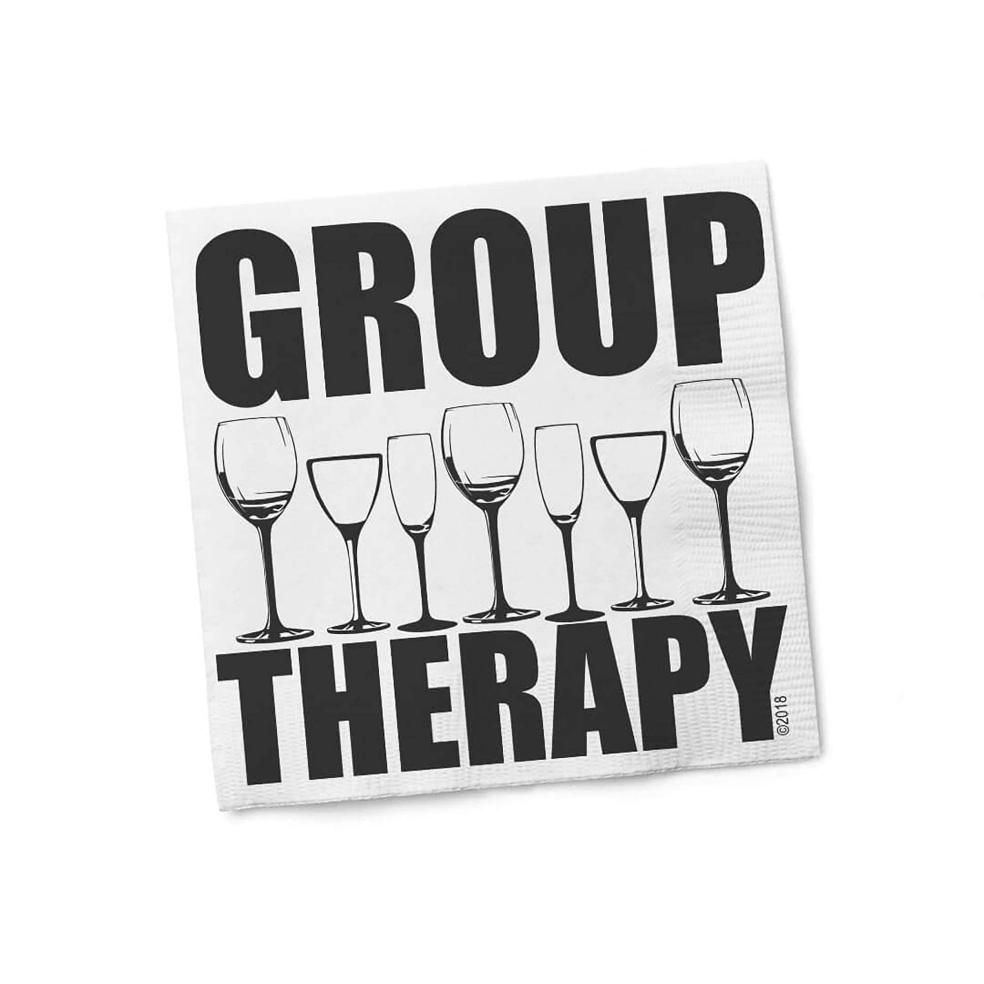 Funny Cocktail Napkins - GROUP THERAPY - Boutique Cocktail Napkins - Perfect for any Celebrations 5"X5" (20 Pack)