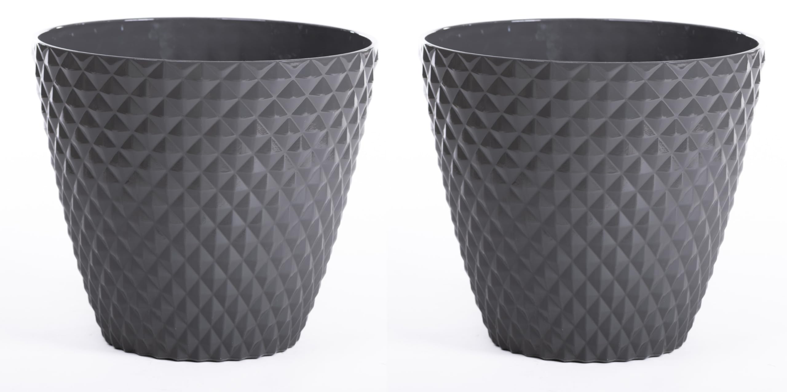 Garden Gear Slate Grey X2 Diamond Planter 39.5Cm Weatherproof Recycled Plastic Pot Uv Resistant Frost Proof Patio Garden (Slate Grey X2)