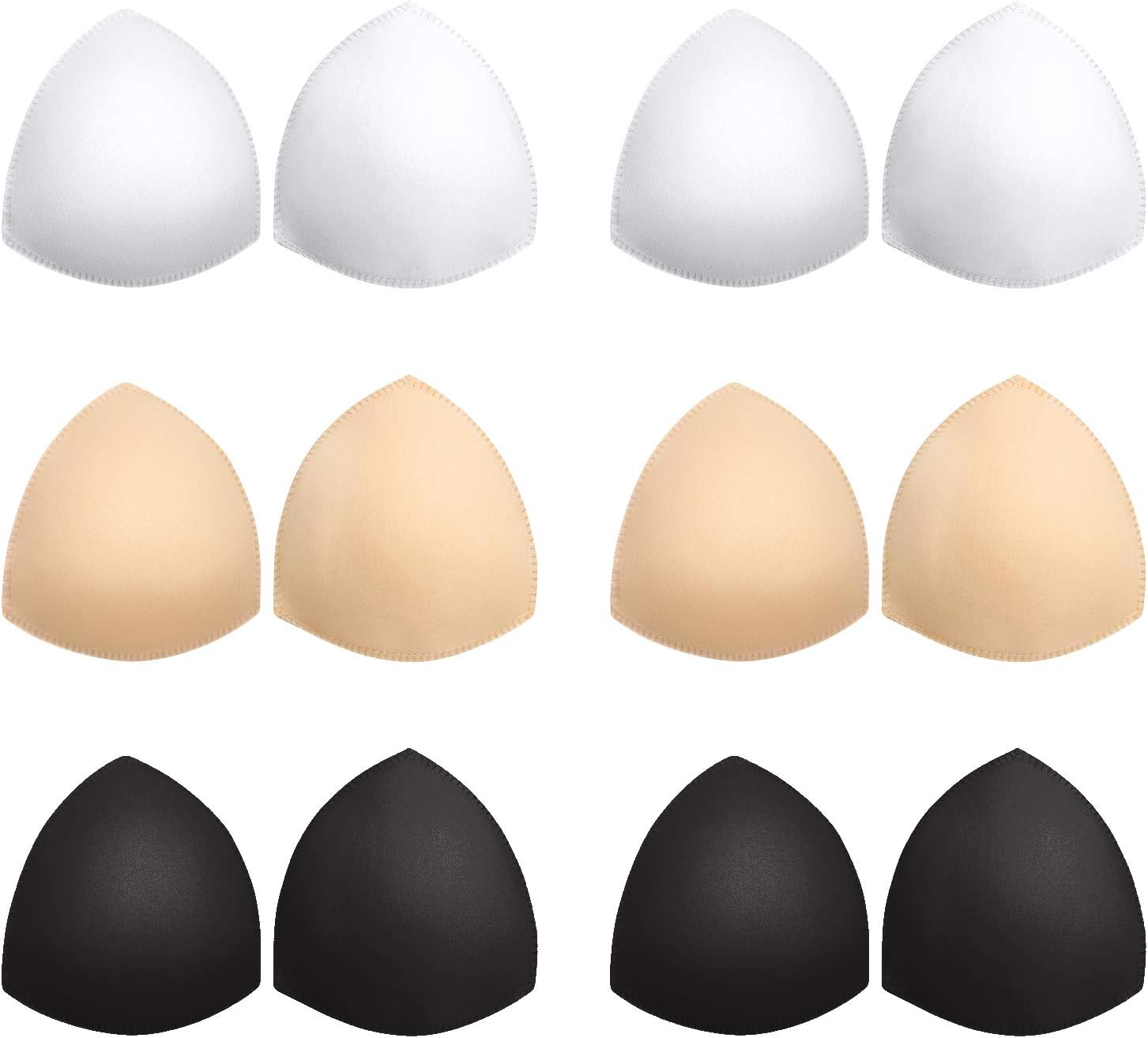 AwpeyeBra Pads Inserts 6 Pairs, Bra Cups Inserts, Removable Breast Enhancers Inserts for Women (Beige, Black, White)