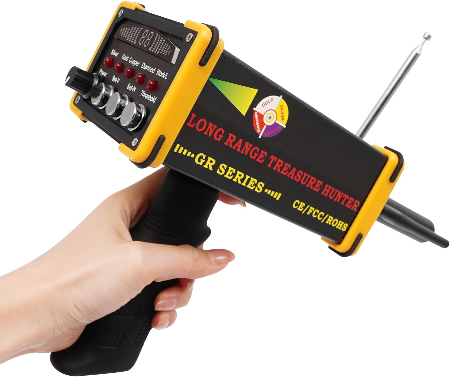Metal Detector, 25m/82ft High Accuracy Long Range Gold Metal Detector w/LED Digital Display, Portable Mini Treasure Finder Locator, Automatic Rotation Search, Used for Detect Gold, Silver, Copper
