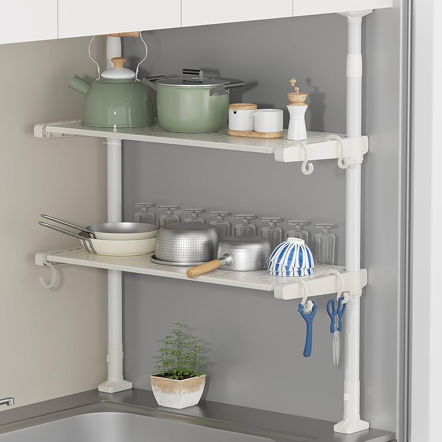 キッチン　突っ張りラック Amazon.co.jp: TKUIN 突っ張りキッチンラック 棚 2段 幅62