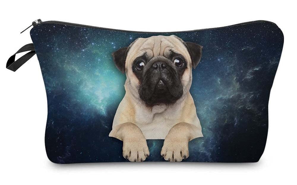 HAPPYLIVE SHOPPING Cute Pug: Makeup Toiletry Cosmetic Travel Carry Bag Zippered Luggage Pouch Multifunction Make-Up Bag Pencil Holder Organizer for Men and Women (Cute Pug)