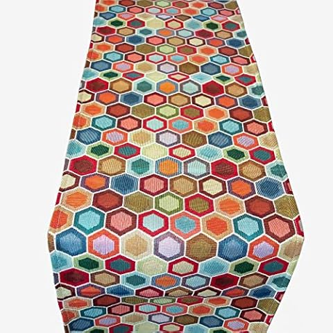 Geometric Multicoloured Honeycomb Table Runner Cover