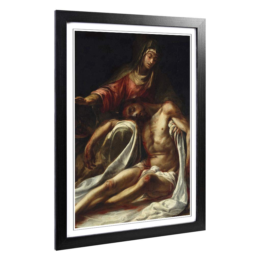 Big Box Art Framed Print of Juan de Valdes Leal Pieta Design | Wall Art Picture | Home Decor for Kitchen, Living, Dining Room, Bedroom, Hallway, Office, Black, A2 / 24.5x18 Inch / 62x45cm