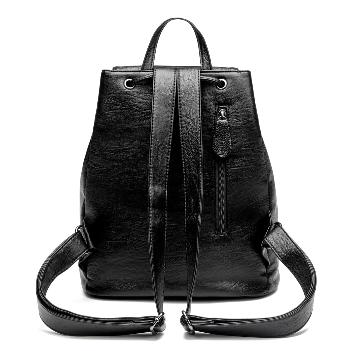 Mochila Casual para Mujer de PU Cuero Suave, Bolsa con Cierre de Cordón Antirrobo Escolar, Mochila Clásica Elegante Ligero Impermeable Multibolsillos Ideal para Trabajo, Escuela y Viaje