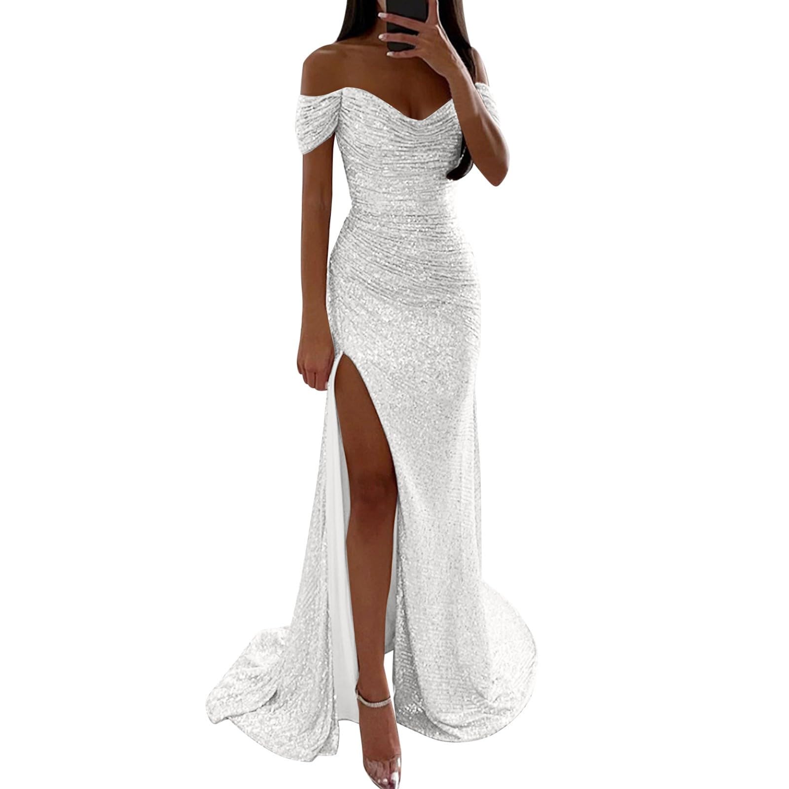 YOGALULU Traje Casual Dama Trajes Juveniles Mujer Vestidos para Bodas De Dia Vestidos Invitada Boda Blanco Vestidos Baratos De Coctel Vestido Fiesta Boho Vestidos Invitada Boda Juveniles Vestido Beige Largo