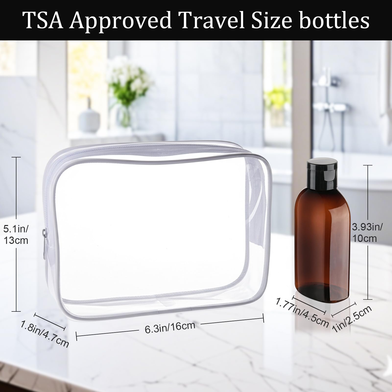 Decorniqu Travel Bottles for Toiletries 4 Pack 100ml Leak Proof Travel Size Toiletries TSA Approved Shampoo and Conditioner Bottles Reusable Travel Essentials Plastic Squeeze Bottles with Flip Cap - Image 2