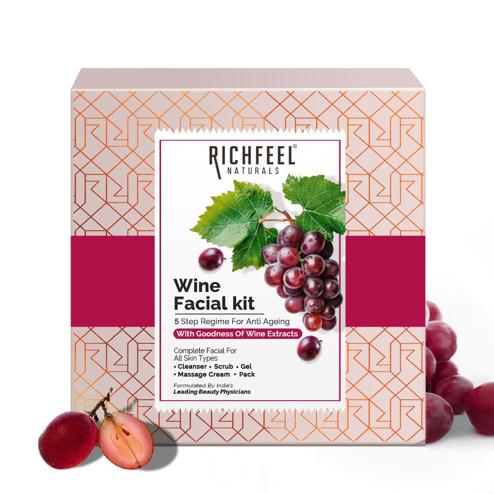 Wine Facial Kit for Glowing Skin, Removes Wrinkle, Dark Spots, Reduces & Hyperpigmentation | 30 g