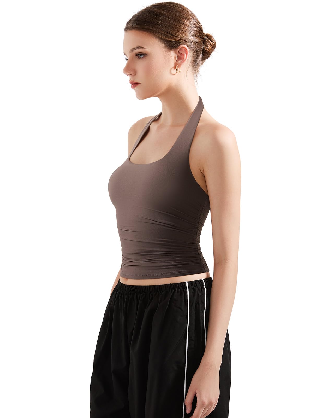 SUUKSESS Women Halter Tank Tops Double Lined Backless Y2K Trendy Going Out Tops