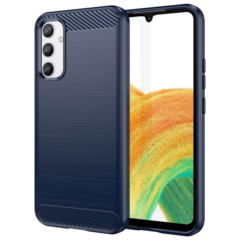 Image of Hybrid Carbon Fiber Back Case for Samsung Galaxy A34 5G (Blue)