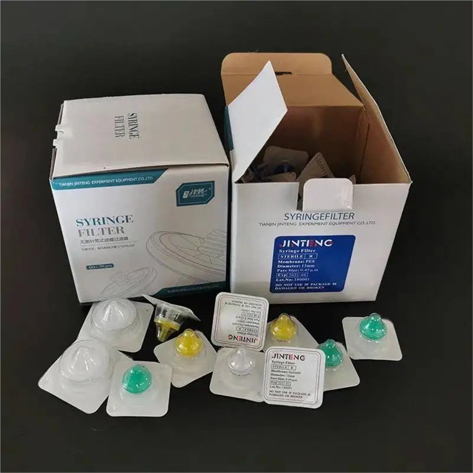 1 Caja (50 uds) Laboratorio 0.22um/0.45um Filtro de jeringa miliporo estéril Nylon/PES/PTFE Filtro de Membrana Equipo de Laboratorio químico(0.45um,PES 33mm)
