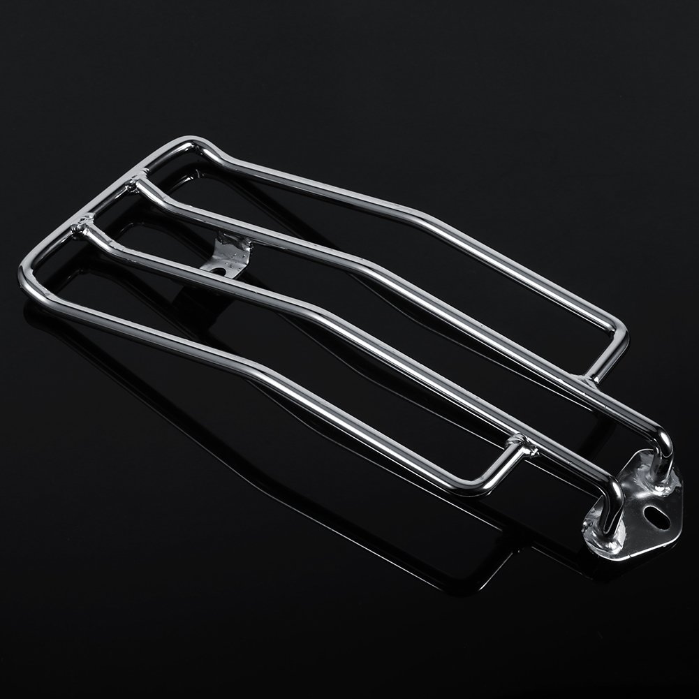 Sedile Singolo per Motocicletta Portapacchi Posteriore Mensola di Supporto Cremagliera Curva in Ferro per XL883 1200 X48 e Chopper Cruiser Accessori per Motociclette (Argento)