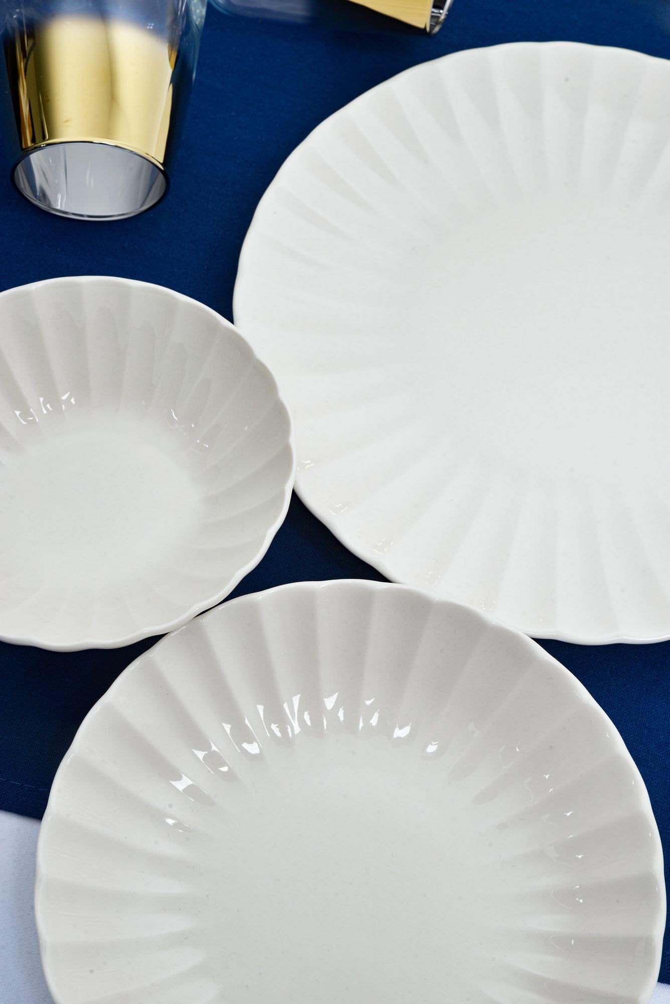 Elegant 24-Piece Dinner Set, 100% Porcelain, White | Includes Service Plates, Bowls & Dessert Plates | Microwave & Dishwasher Safe | Perfect for Any Occasion