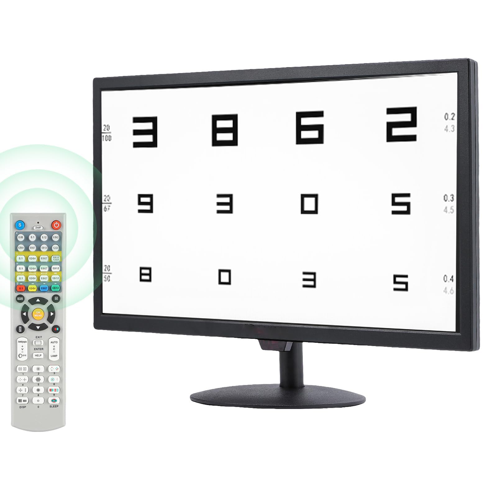 SehschäRfetafel Digital 19 Zoll LCD Elektronisch Optische Sehtafeln mit üBer 44 Visuellen Zielen & 5 Anzeigemethoden, Optometrie Tester Projektor mit Fernbedienung füR KrankenhäUser