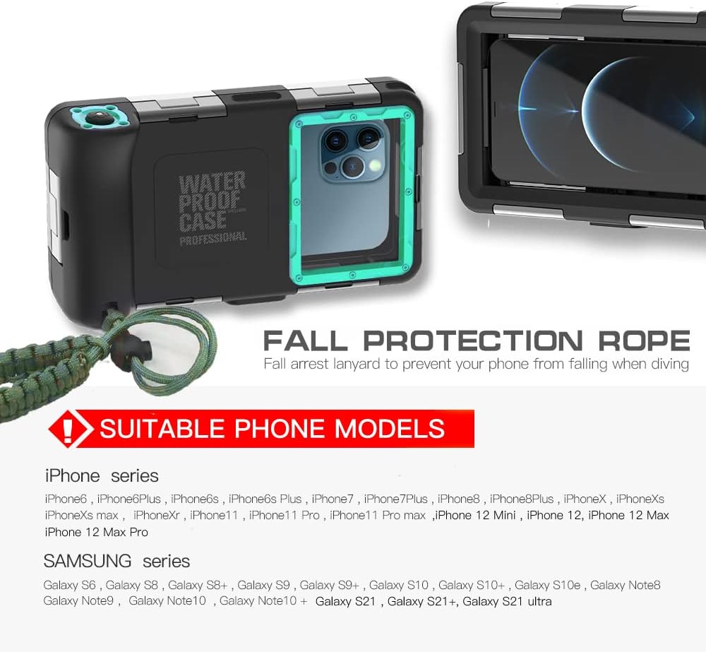 第2世代 防水電話ケース 15m / 50ft ダイビングカバー iPhone Galaxy Android 携帯用 フルボディ保護