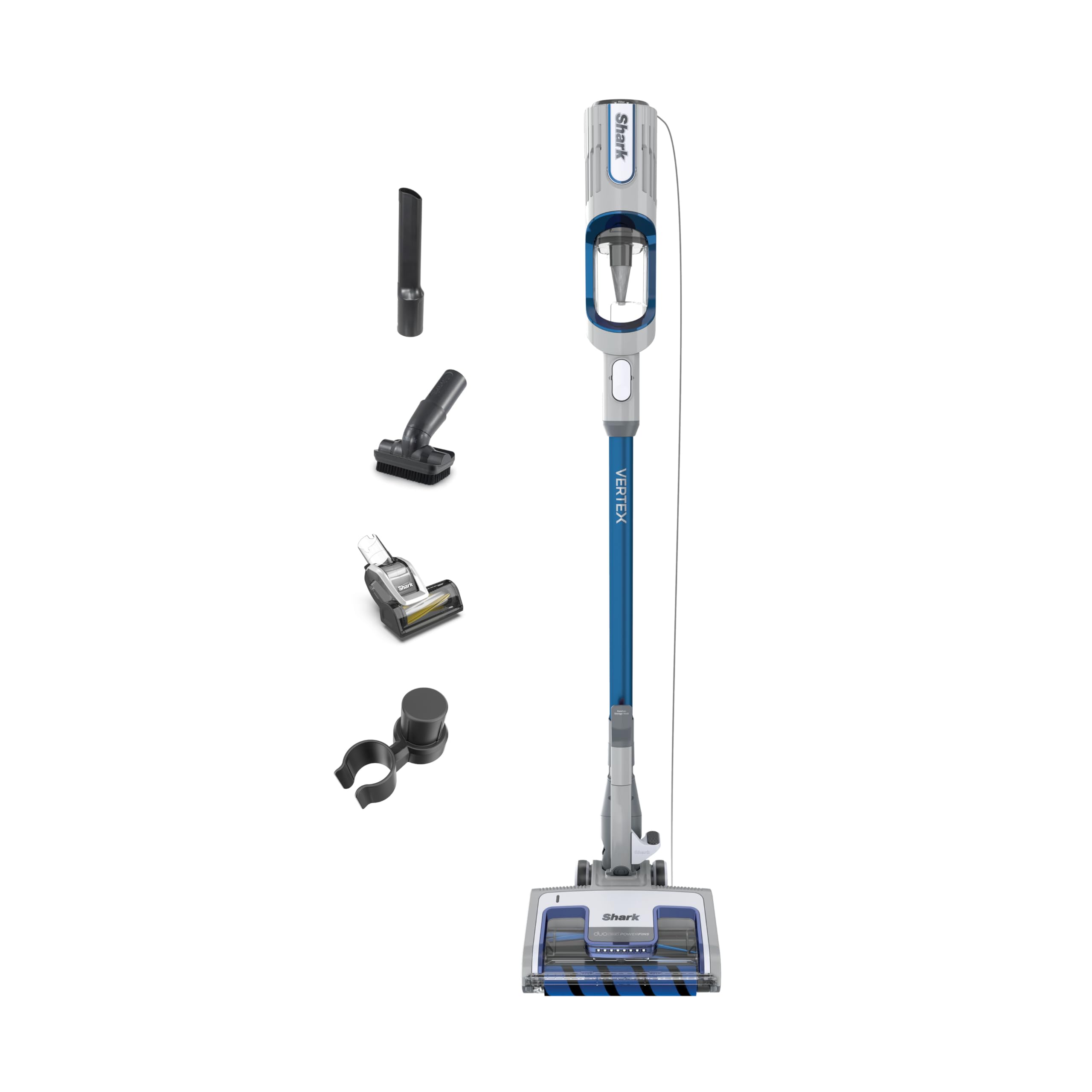 Shark HZ2002 Vertex Ultralight Corded Stick DuoClean PowerFins & Self-Cleaning Brushroll, Perfect for Pets, Removable Hand Vacuum, Upholstery Tool, Dusting & Power Brushes, Cobalt Blue