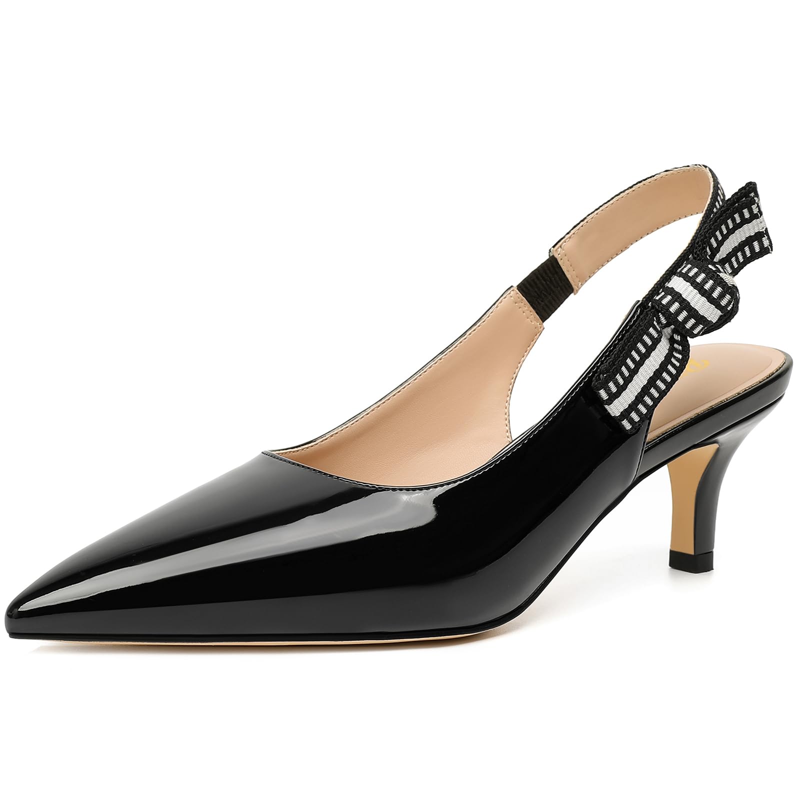 RIBONGZ Sexy Slingback Pumps Elegant Dressy Heels for Women Closed Toe Pointy High Heels Wedding Bride Prom Party Evening Shoes
