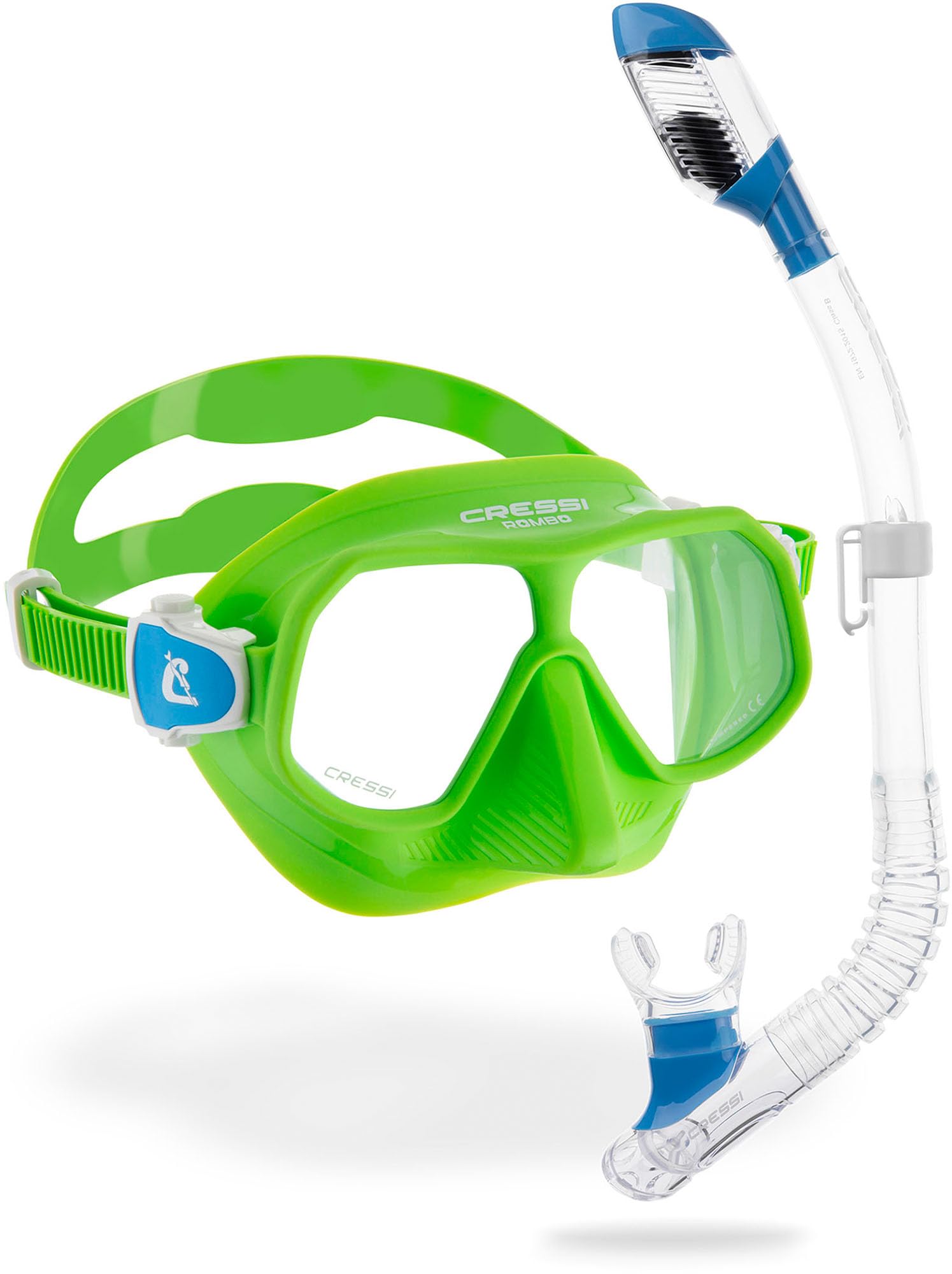 Cressi Kit de esnórquel para niños (máscara y esnórquel) para niños de 6 a 10 años - Rombo & Mini Dry: diseñado en Italia