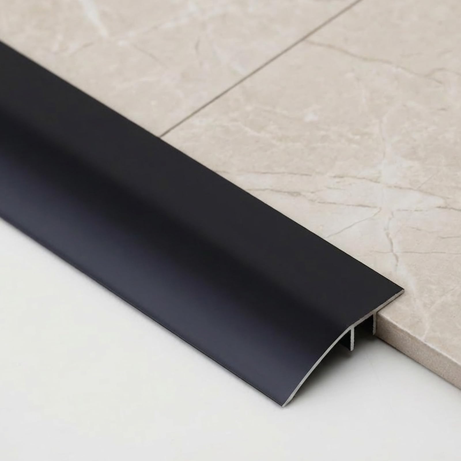 90cm Metal Floor Threshold Strip,for Composite Flooring,Threshold Ramps,and Transitions Between Tiles and Flooring, Threshold Strip Can Compensate for Height Differences of 8–15mm.(Black)