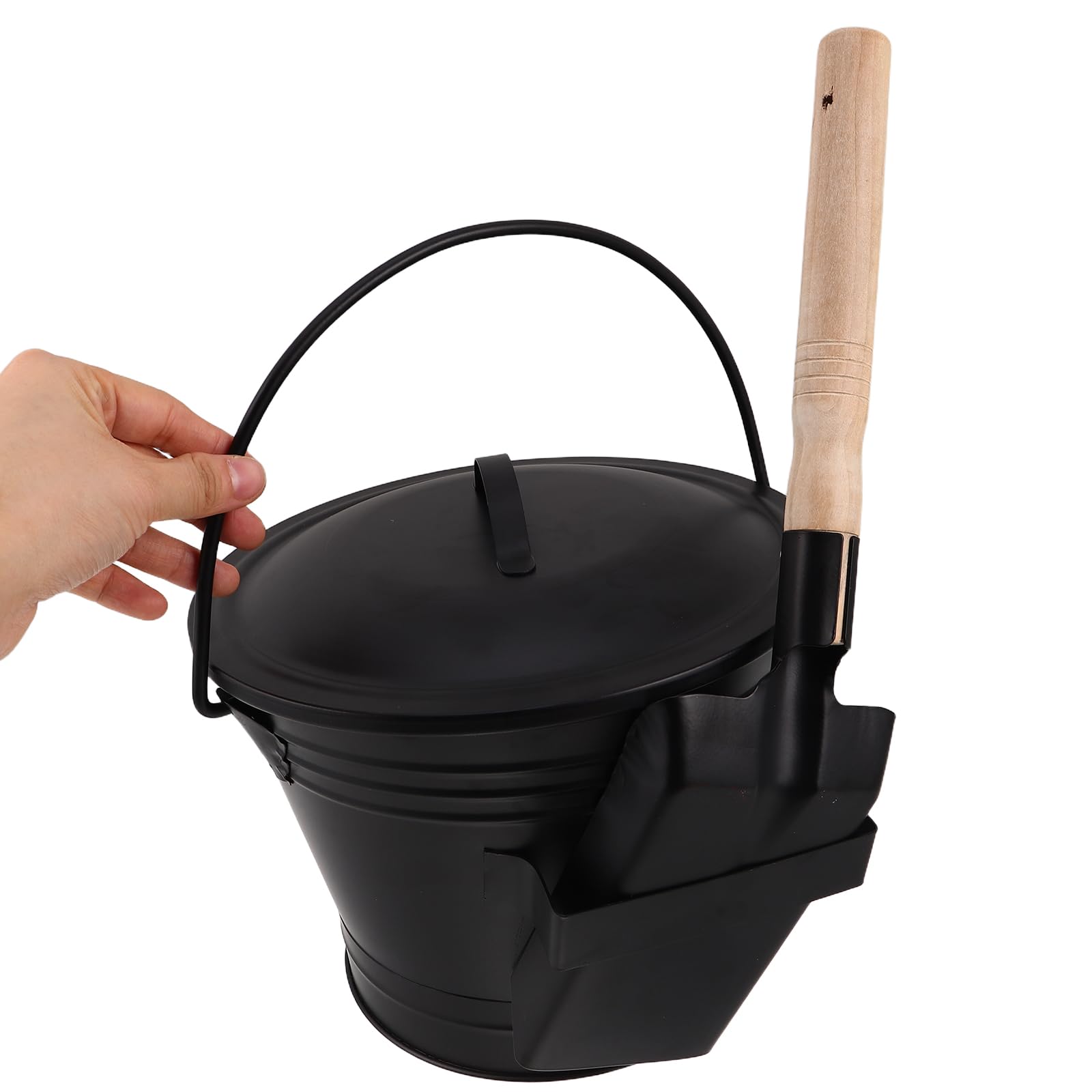 Toyvian Set Secchio per Cenere del Focolare in Metallo con Coperchio e Pala, Attrezzi per Braciere da Giardino, Contenitore Ignifugo per Rimozione Cenere Calda, per Stufa a Legna e Pellet