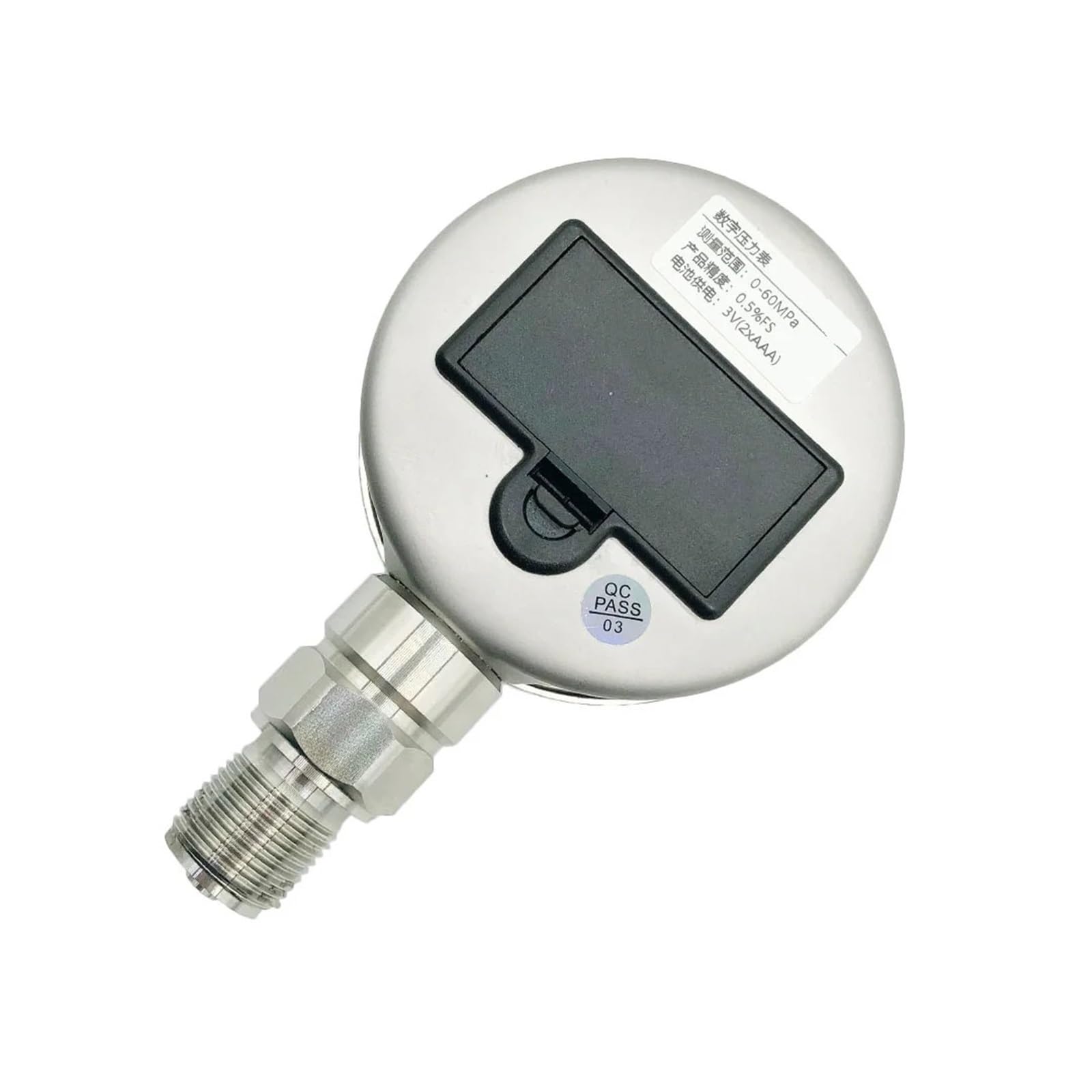 Manometro per pressione dell'acqua alimentato a batteria, precisione 0,2%, acciaio inossidabile per gas, carburante liquido, olio idraulico, manometro digitale per pressione dell'aria (NPT1-2,0-1,6
