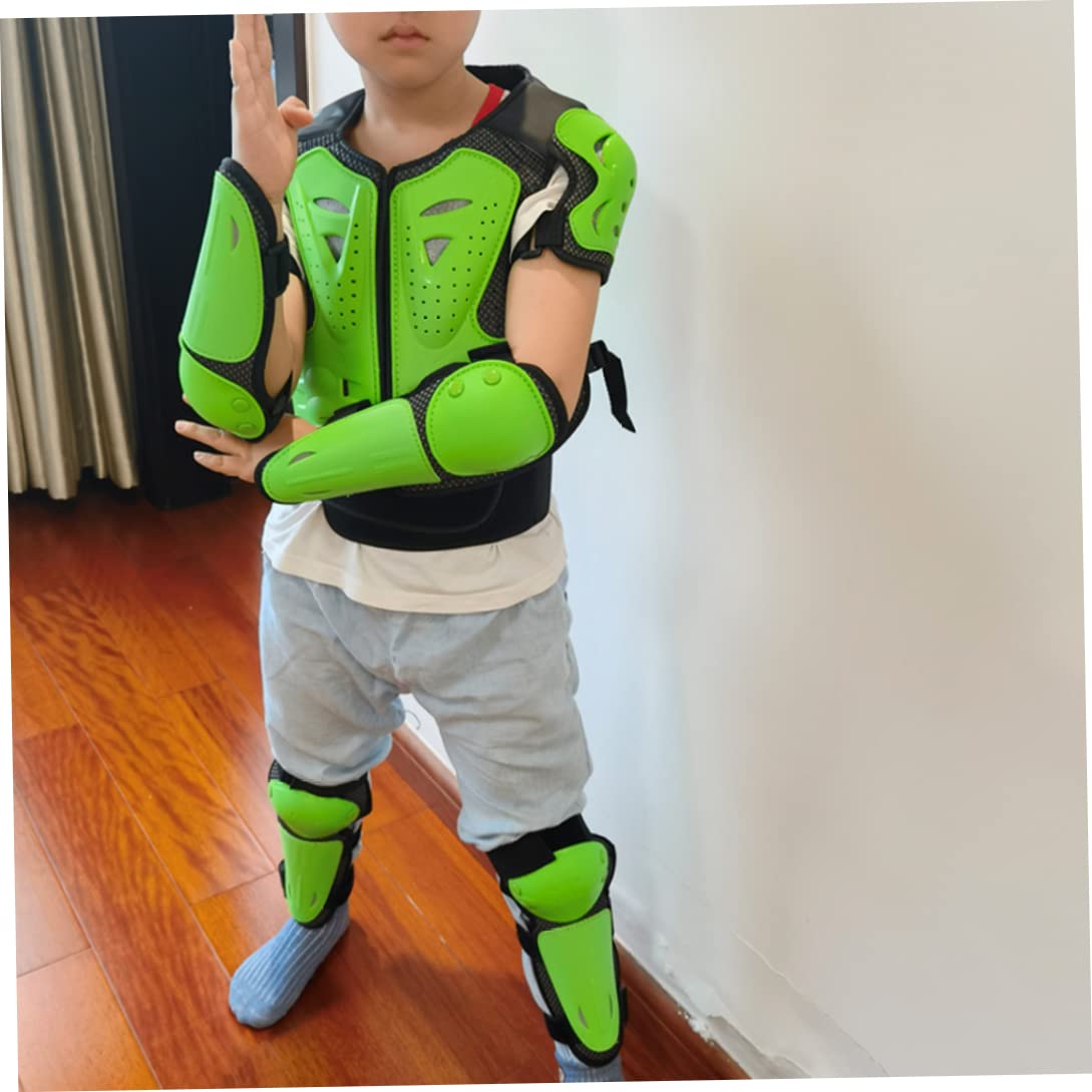 Armadura Corporal de Motocicleta Verde Durante 5-13 años, Armadura Corporal, Chaleco de Armadura Corporal de Motocross para niños con Almohadilla de Rodilla y Almohadilla de molienda de Motocicleta