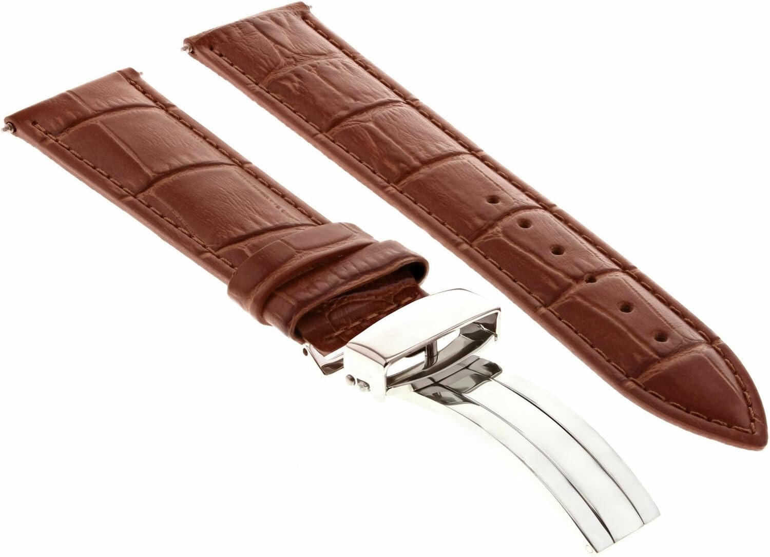 Ewatchparts 17-24mm Leather Watch Band Strap With Deployment Clasp Compatible With Rolex #1