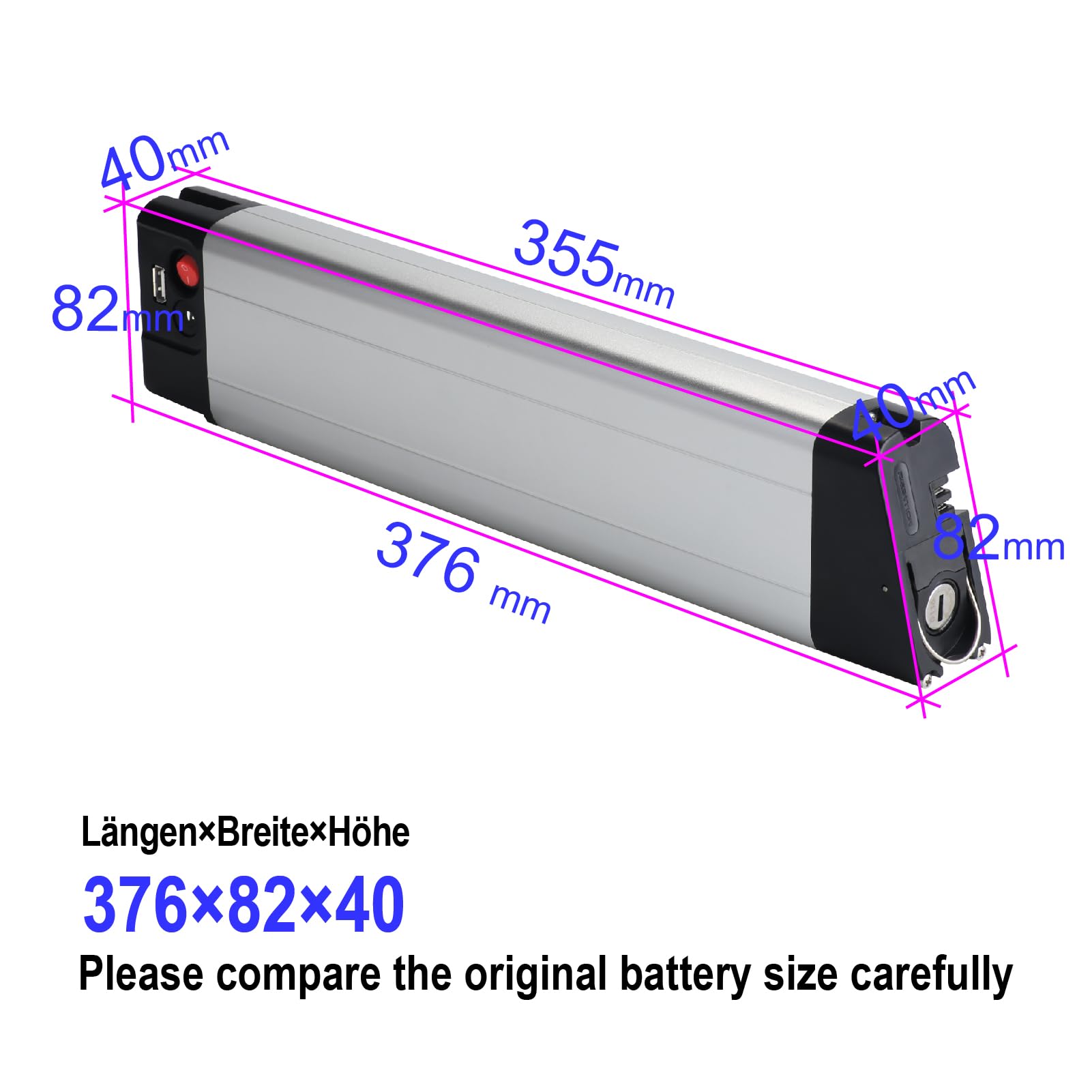 Ebike Batterie de Remplacement pour Zundapp Z101 vélo électrique Pliable 36V 7Ah 9Ah 10.5Ah vélo électrique Pliable Li-ION intégré avec Chargeur (36V 9Ah)