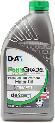 PENN GRADE 1 61526, aceite de motor sintético completo Select Premium SAE 0W-20, 12 cuartos de galón