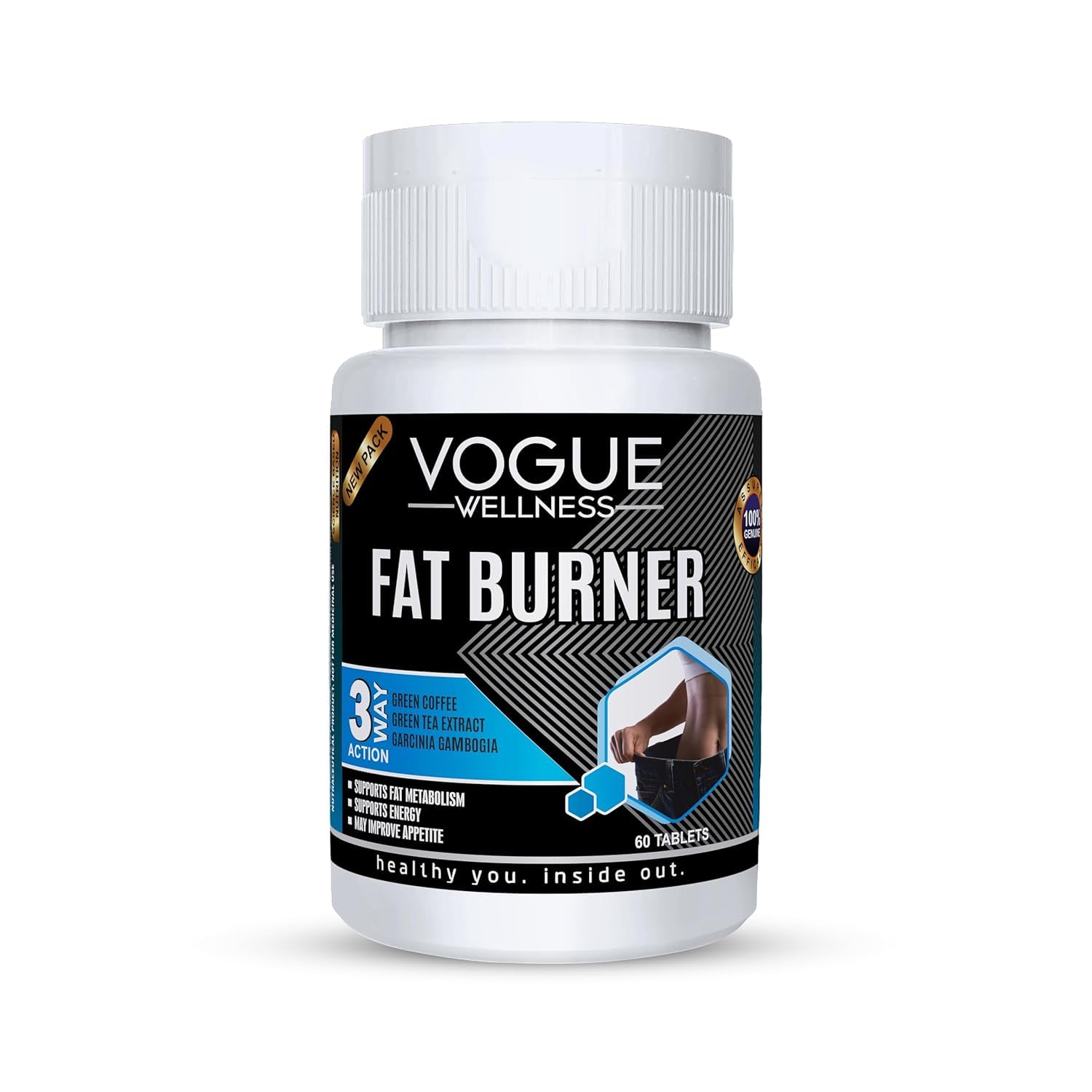 Wellness Fat Burner Supplement With Garcinia Cambogia And Green Tea Extract | For Weight Management, Fat Metabolism And Digestion | Men And Women | 60 Tablets