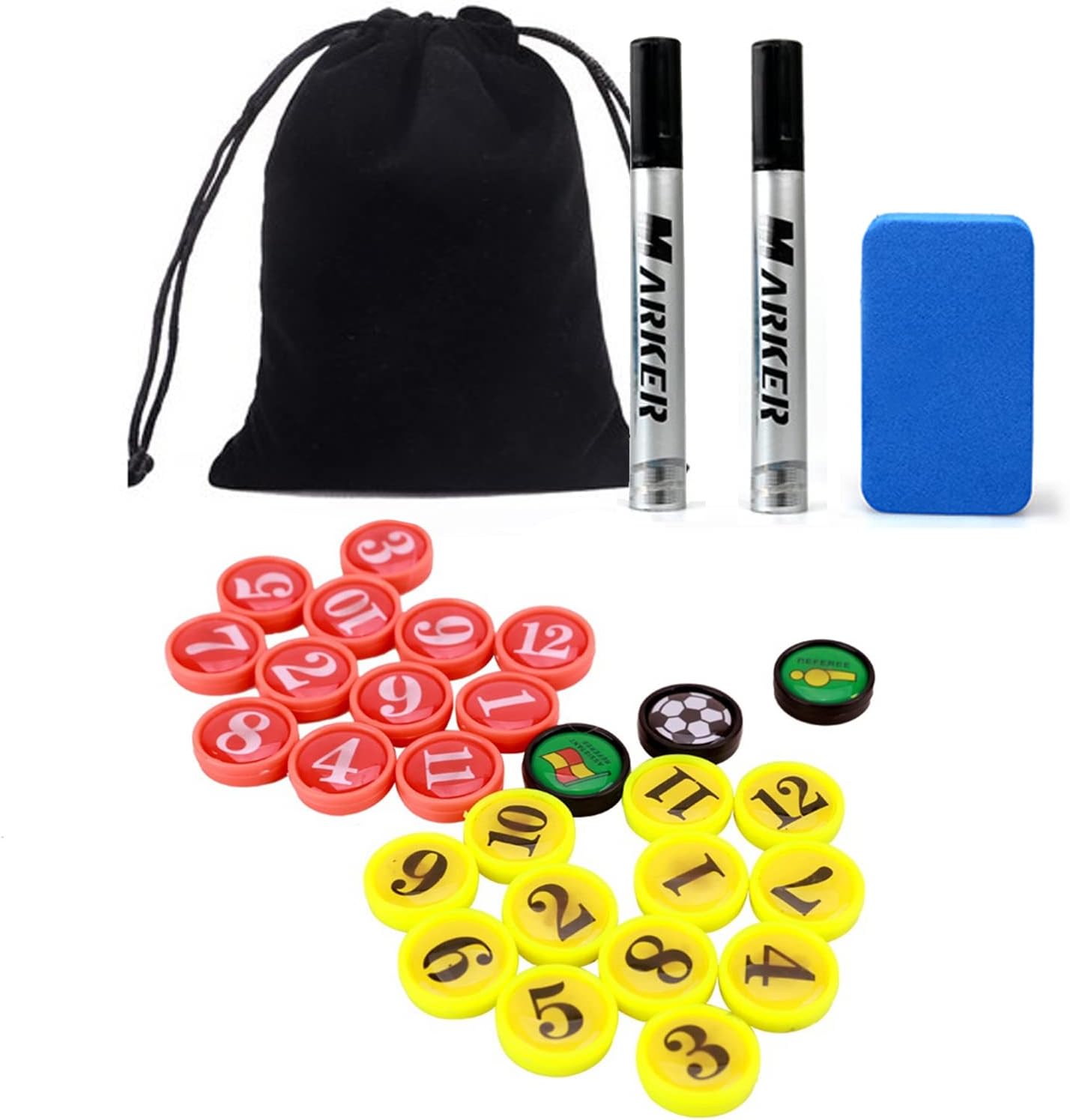 Replacement Magnets for Coach Board, Player Magnets and Dry Erase Marker Pen for Soccer Basketball Coaching Board, Tactics Strategy Board Coaches Clipboard Accessories