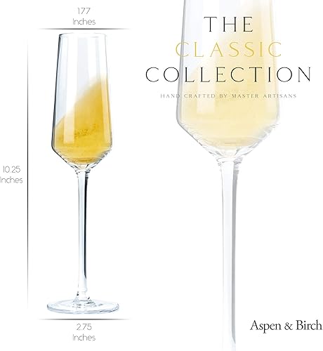 Miniatura 2 de Aspen & Birch - Juego de 6 copas de champán clásicas - Copas de champán - Copas de mimosa, copas de cristal premium, transparentes, 6 onzas, copas